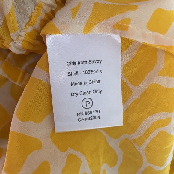 Anthropologie Girls From Savoy silk yellow… - Picture 7 of 7
